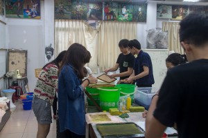 Students making paper