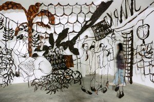 view of "Banana Justice" installation by Yi-Chun Lo at CAI Gallery, Acton, MA