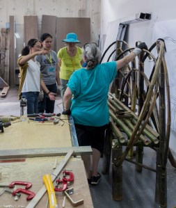 Sarah showing her bench to Jane and visitors-1