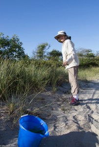Jane and blue bucket