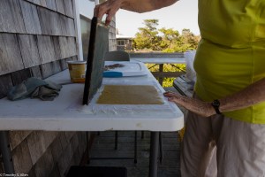 jane making paper at Fire Island