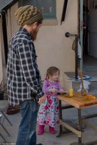 4 year old workshop participant beating pulp on 2/20