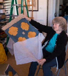 Jane taking quilt block off interfacing IMG_3551