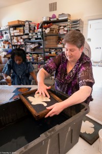 particpant making blue with 2nd stencil IMG_3730