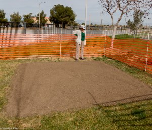 preparing site and Jane looking at bed of soil IMG_4173
