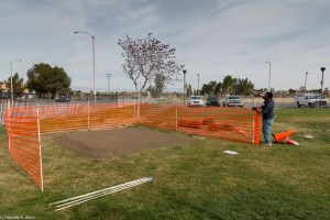 preparing site at Hull Park, orange fencing IMG_4169