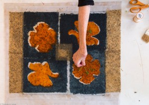 putting inclusions on poppies in quilt block IMG_3641